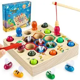 Produktbild: COOLJOY Magnetisches Angelspiel Montessori Spielzeug ab 2 Jahre Kinderspielzeug 2 in 1 Holz Magnetspiel Motorikspielzeug Holzspielzeug Geschenk für Junge und Mädchen ab 2 3 Jahre Autorisiertes Patent