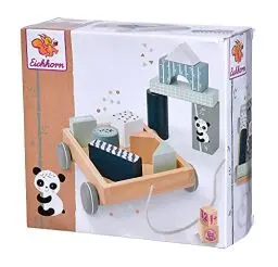 Produktbild: Eichhorn - Bauwagen mit 11 Bausteinen, Nachziehspielzeug, 12 teilig, 18x17,5 cm groß, ab 1 Jahr 100003800