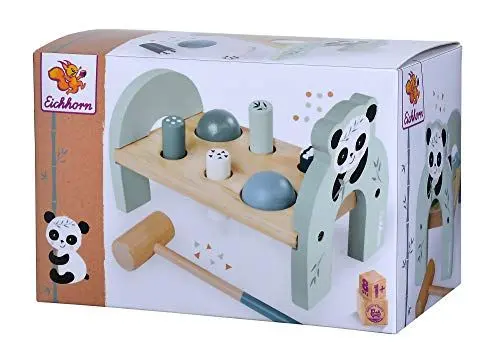 Produktbild: Eichhorn - Klopfbank mit 4 Klopfstiften und 2 Kugeln, inkl. Hammer, 8 teilig, 23x12,5x14,5 cm groß, aus Birkenholz, ab 1 Jahr