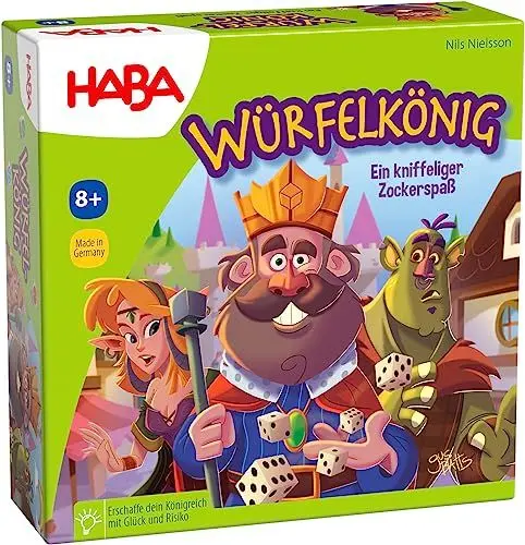 Produktbild: HABA 303485 - Würfelkönig, kniffeliges Zockerspiel für 2-5 Spieler ab 8 Jahren, spannendes Gesellschaftsspiel für die ganze Familie, Rood