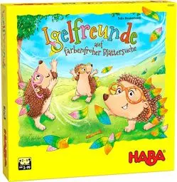 Produktbild: HABA 305587 - Igelfreunde, Würfelspiel für 2-4 Spieler ab 3 Jahren, umfangreiches Spielmaterial mit Igel-Figuren und Blättern zum Stecken