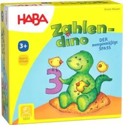 Produktbild: HABA 4928 - Zahlendino Dinostarkes Zahlen- und Memospiel, für 1-4 Kinder von 3-8 Jahren |Zum Zahlen und Mengen lernen, Mit Variante für 1 Kind