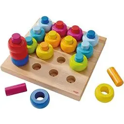 Produktbild: Haba 2202 - Steckspiel Farbkringel, buntes Sortier- und Motorikspielzeug aus Holz ab 2 Jahren, zum Farbenlernen