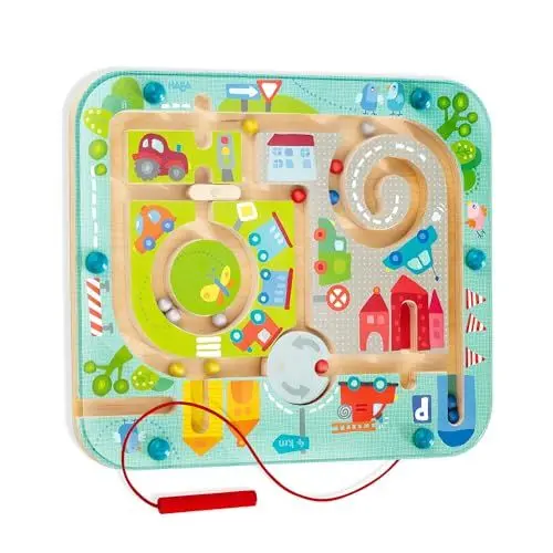 Produktbild: Haba 301056 - Magnetspiel Stadtlabyrinth, pädagogisches Holzspielzeug für Kinder ab 2 Jahren, schult die Logik und Feinmotorik