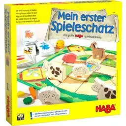 Produktbild: Haba 4278 - Mein erster Spieleschatz Die große Haba-Spielesammlung, 10 unterhaltsame Brett-, Memo- und Kartenspiele ab 3 Jahren in einer Packung, Kindgerechtes Spielmaterial aus Holz