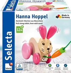 Produktbild: Selecta 62023 Hanna Hoppel, Nachzieh Hase, Schiebe-und Nachziehspielzeug aus Holz, 13 cm