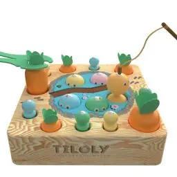 Produktbild: Tiloly Spielzeug ab 1 Jahr - 2in1 Karottenspiel & Angelspiel Montessori Spielzeug ab 1 Jahr Holzspielzeug ab 1 Jahr Activity Spiel - Motorikspielzeug Baby Spielzeug 1 Jahr - Kinderspielzeug 1 Jahr
