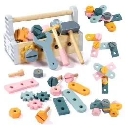 Produktbild: Werkzeugkoffer Kinder Montessori Spielzeug ab 2 3 4 Jahre Holzspielzeug Kinderspielzeug Werkzeugkasten Lernspiele ab 3 Jahren Werkzeug Kinder Geburtstagsgeschenk Mädchen Junge 2 3 4 5 Jahre